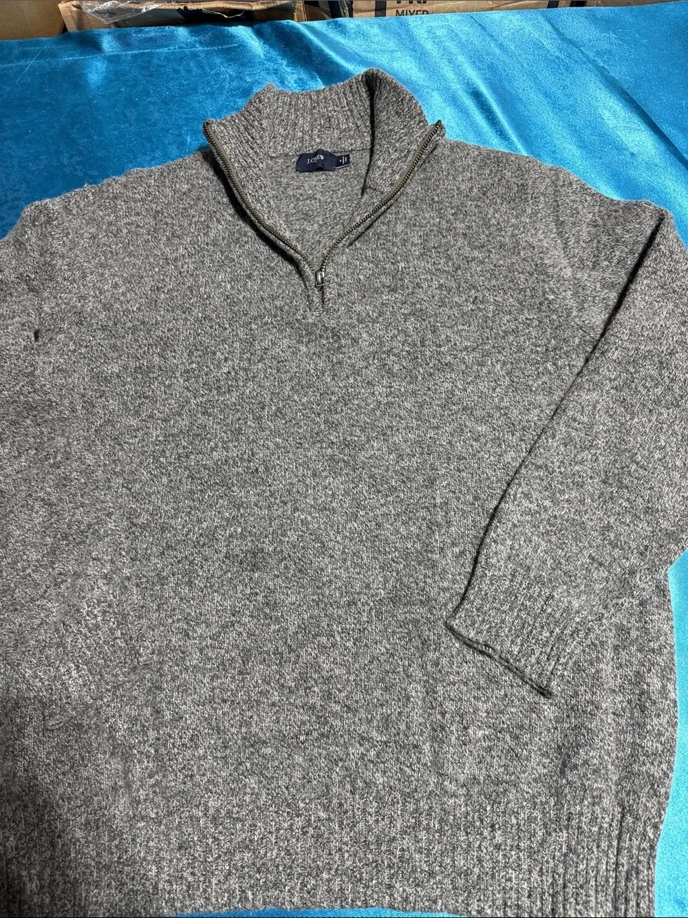J. Crew Men's Gray Quarter-Zip Sweater